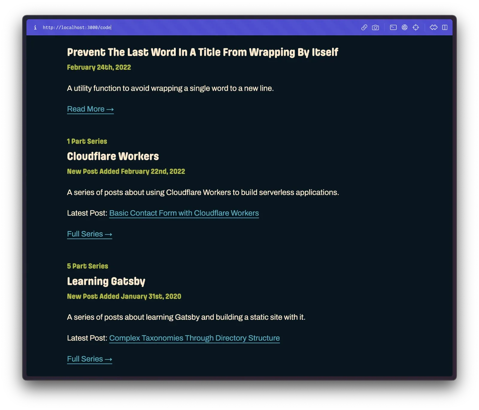 screenshot of post listing